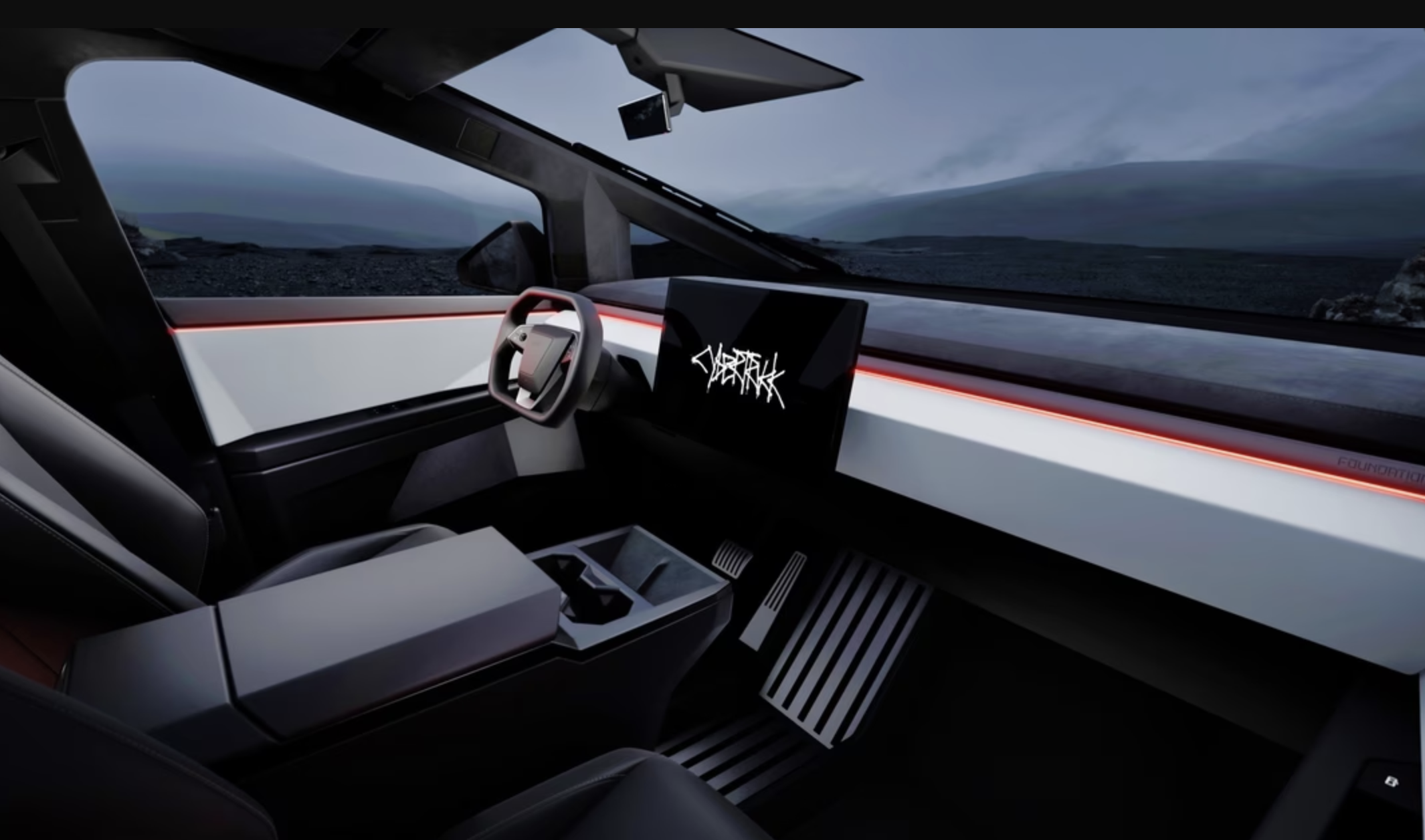 Spannende Tesla Cybertruck Innenraum Bildernull