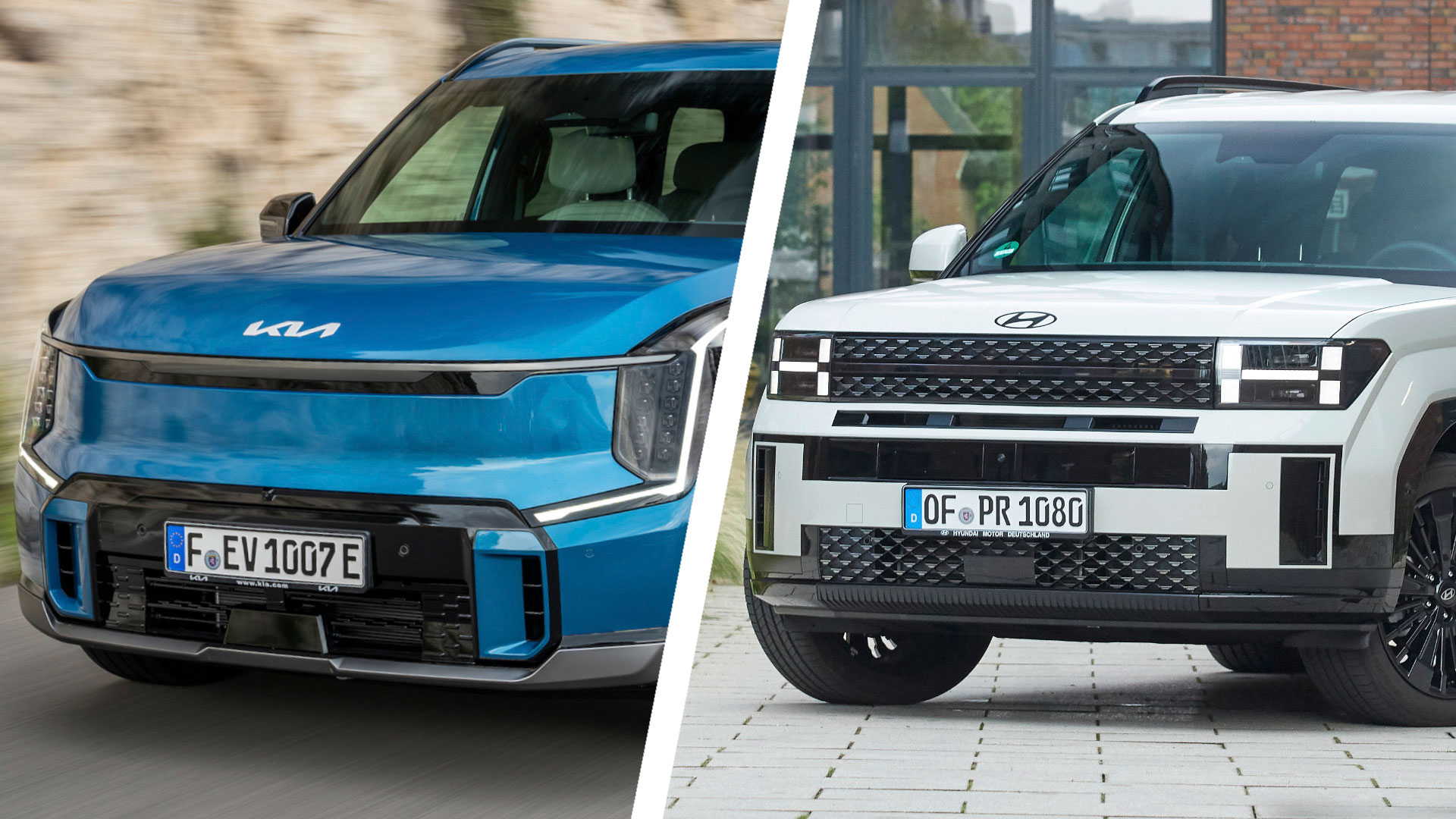 Kia-E9-vs-Hyundai-Santa-Fe-Fahrt