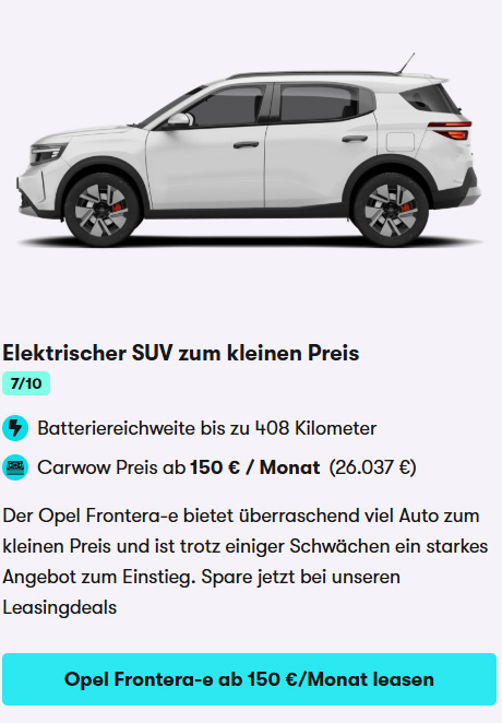 Opel Frontera-e on sale August 2025 Leasing Car Card