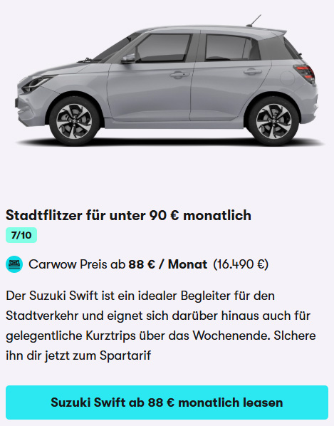 Suzuki Swift im Leasingangebot November 2025 Car Card