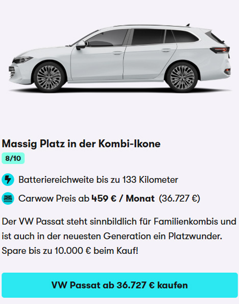 VW Passat on sale August 2025 Car Card